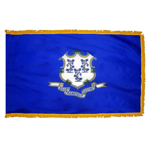 Connecticut flag with pole sleeve and fringe