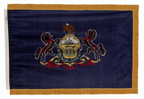 Pennsylvania flag with pole sleeve and fringe