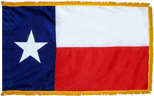Texas flag with pole sleeve and fringe