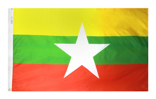 Myanmar Burma - Outdoor Flag with heading & grommets Myanmar Burma - Outdoor Flag with heading & grommets