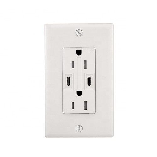 Dual USB Type C w/ 15A Duplex Tamper Resistant Receptacle