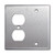 2-Gang Combo Wall Plate - 1 Duplex, 1 Blank, Stainless Steel