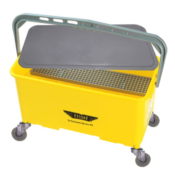 Mop Buckets Plastic Sieve, Casters, Lid, Handle, 20"Long, Use with Flat Mops, WWETT85500