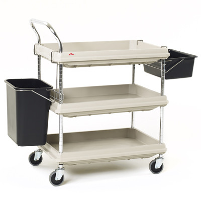 Polymer Utility Carts, 2.75" Deep Ledge, 2 Shelves, Gray, 24"x 36", IM