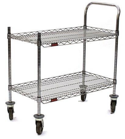 Cleanroom Carts On Wheels | Chrome Carts, 2 Shelves, 18