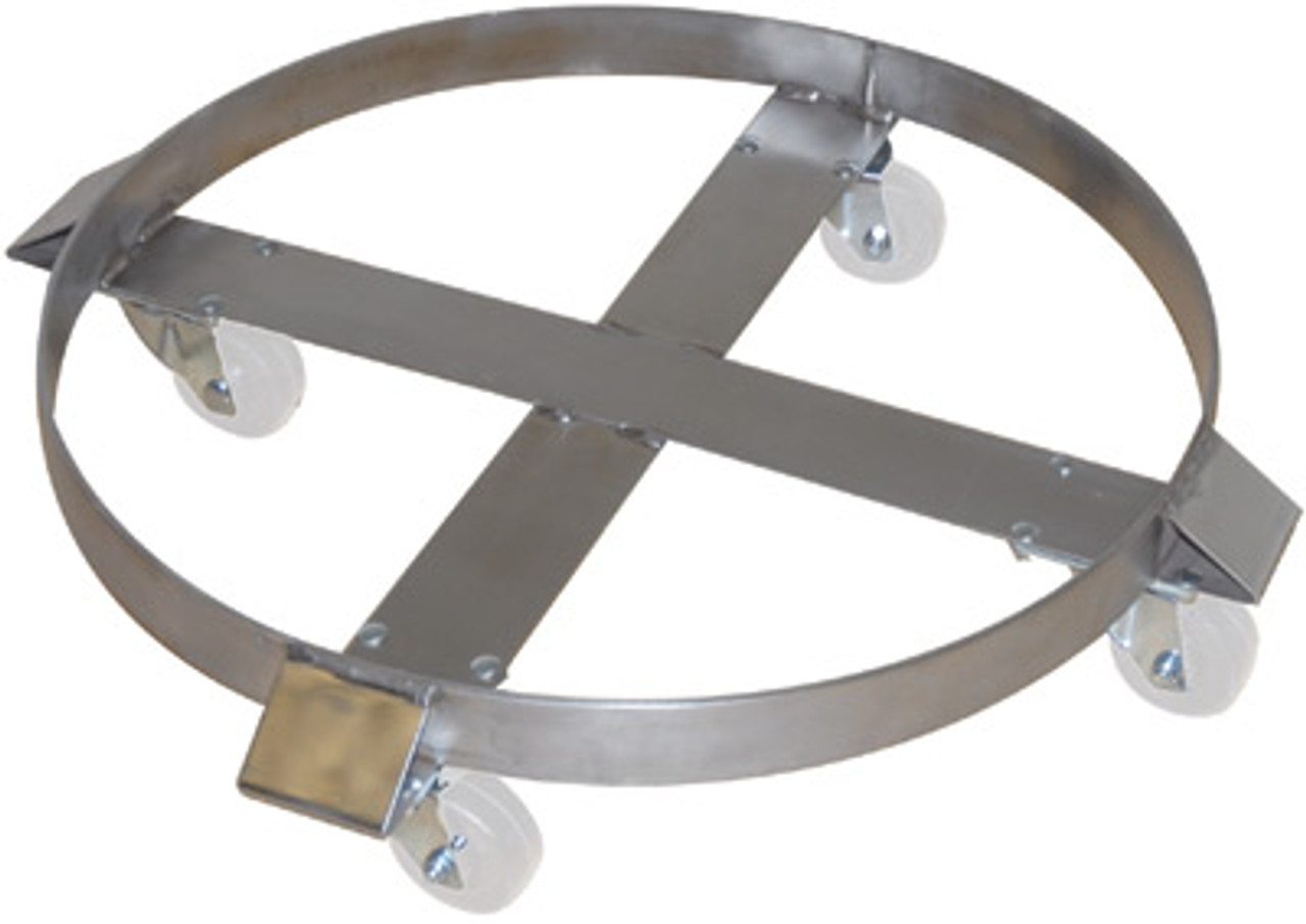 Stainless Steel Drum Dolly; Zinc Hard Rubber Casters, 85 Gallon, WE-240198  - Cleanroom World