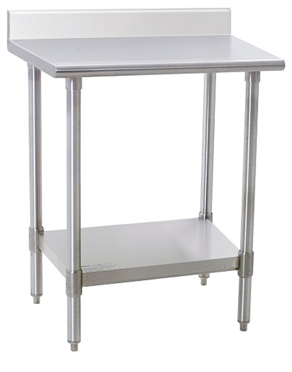 Stainless Steel Work Table Eagle Deluxe 16 304 Ss Top W Backsplash Ss Base Shelf Nsf 36 W X 48 L X 35 H Ea T3648seb Bs Cleanroom World