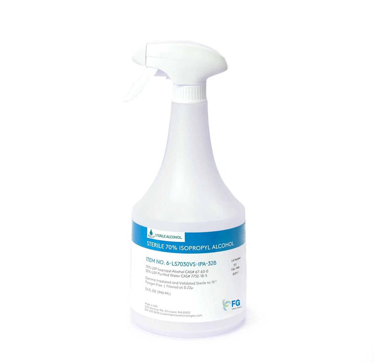 Texwipe Sterile 70% Isopropanol, 32 oz., 32 oz. trigger-spray, 12 bott -  Lab Pro Inc