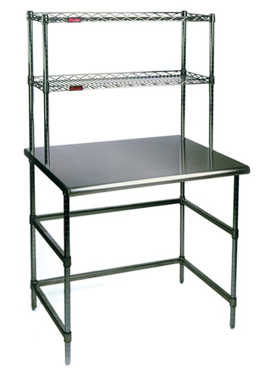Cleanroom Tables Stainless Steel Top 2 Chrome Wire Shelves