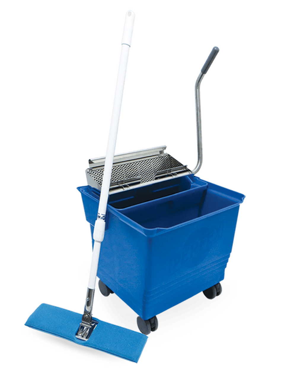 Mop Bucket Systems; Perfex TruClean II Flat Mops, Bucket-in-Bucket, Blue,  PF-30-2-B - Cleanroom World