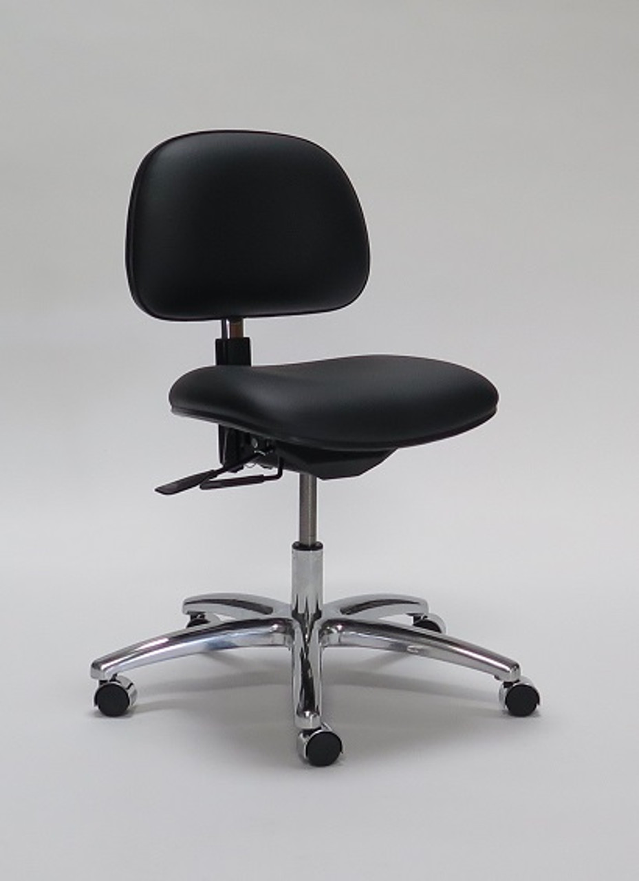 Vinyl Bench Lab Chair with Black Tube Foot Ring Base and Black Casters-  VHBCH-RG-T0-A0-BF-RC-8540 - Laboratory Chairs - Stellar Scientific