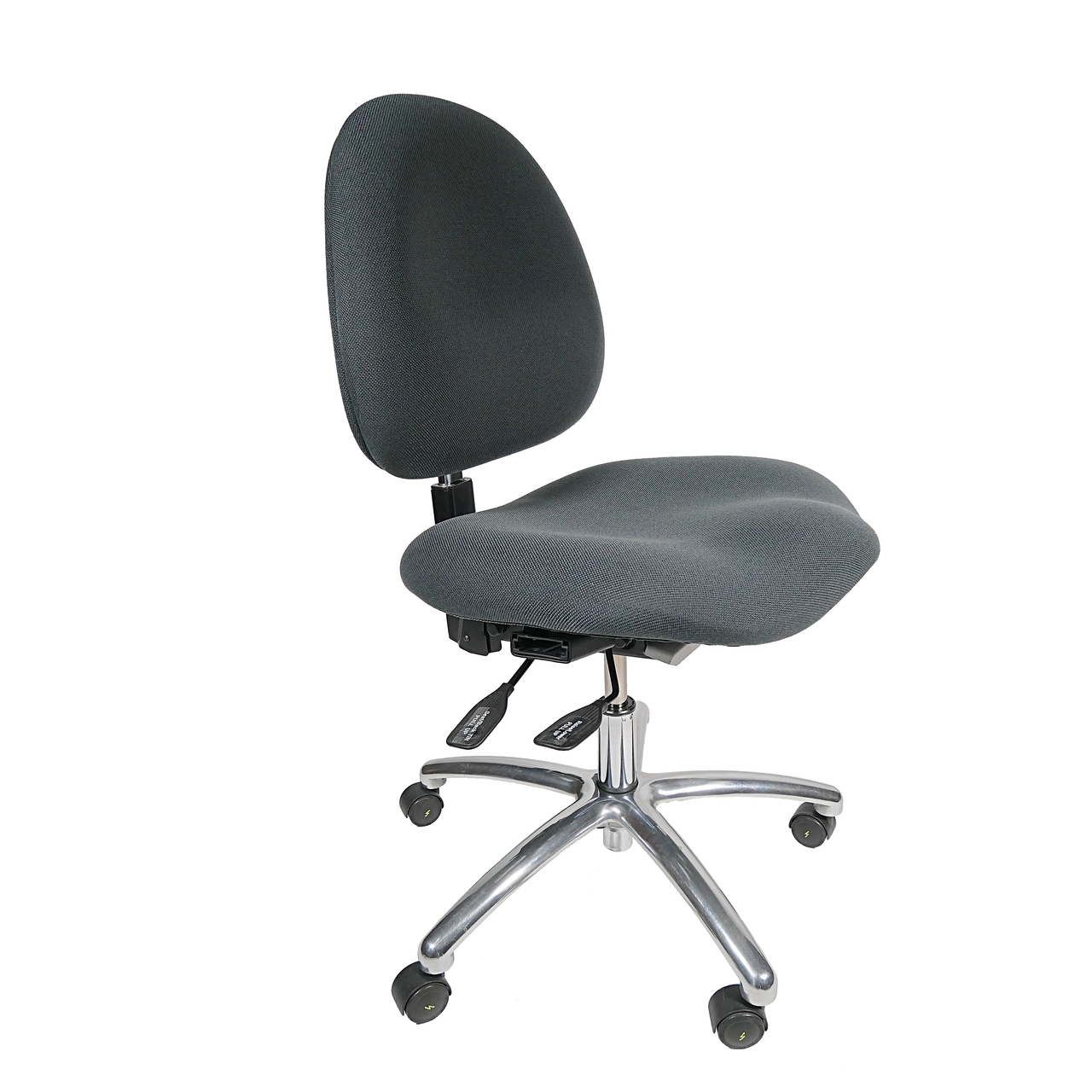 Nylon Base Tilt Charcoal LabTech Seating LT46026 Medium Bench Chair Casters Chrome Foot Ring Vinyl 
