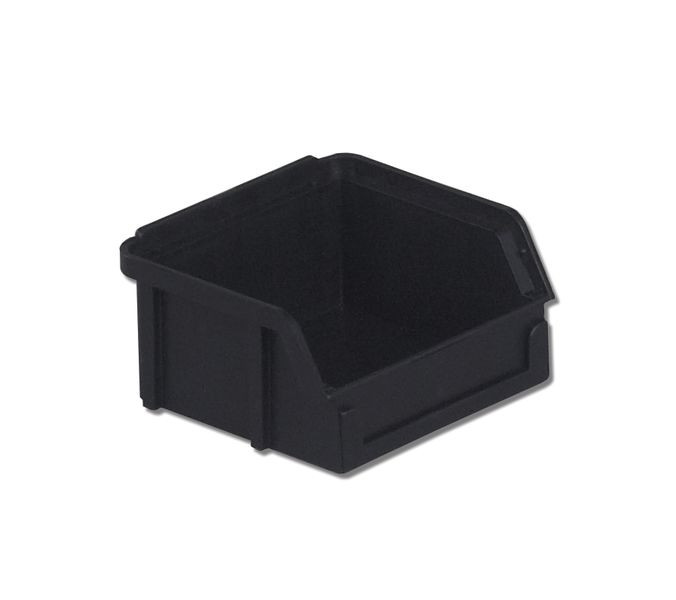 ESD Parts Bins Molded In Divider, Conductive, Black, 3.5"Lx 4"Wx 2"H