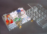 Parts Dispensers,  Acrylic - Removable Dividers  14"W x 2"H x 10"D  AK-533 by Cleanroom World