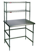 Chrome Tables, Stainless Steel Top, Chrome Base and Overshelves by Cleanroom World