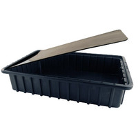 ESD Tote Box Covers, Heavy Duty Snap-On, Black, Conductive, Fits LB-DC1000 Boxes By Cleanroom World