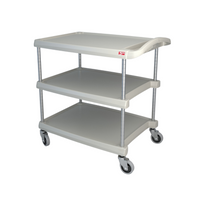 Utility Cart, 3 Polymer Shelves, 18" x 31", Gray, Casters by Cleanrom World