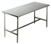 Cleanroom Tables: 304 Stainless Steel, Solid Top, H-Frame, CR Packaged, EA-CRTxxxxT-H