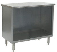 Stainless Steel Lab Cabinets, Flat Top, Type 304 Stainless Steel, Open Base w/ Shelf By Cleanroom World