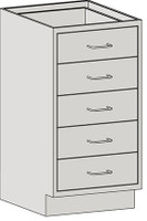 Casework, Cabinets with Singe Bank Drawers, Type 304 Stainless Steel, (5) 6" Drawers a Unit