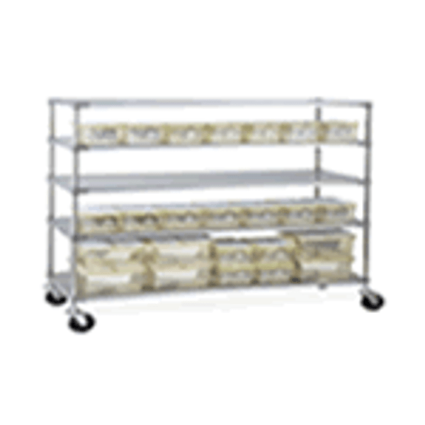 Autoclavable Lab Rack, Stationary, Stainless Steel Shelves, 18" x 16" x 69" by Cleanroom World