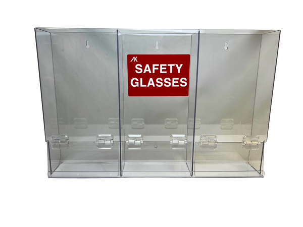Safety Glass Dispensers - Triple - Acrylic   24"W x 15"H x 4"D  AK-229-13  by Cleanroom World