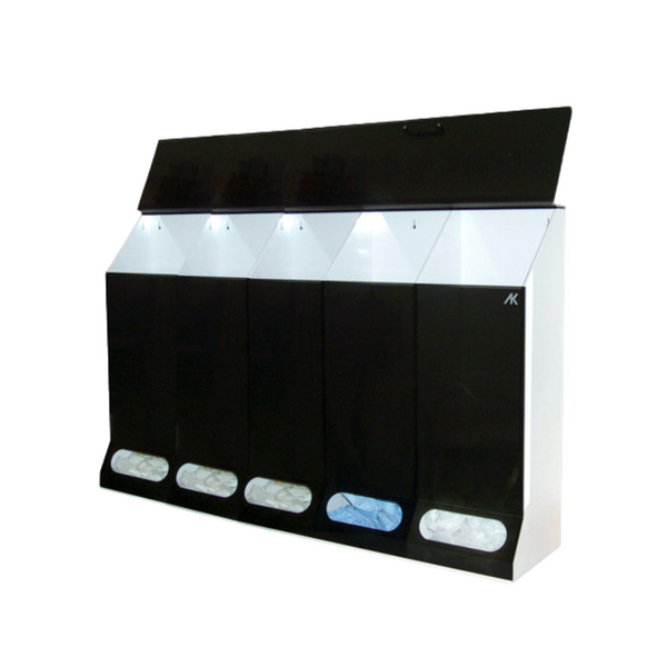 Garment Dispensers 5 Compartments, Multi Purpose, Black & Clear, 45"W