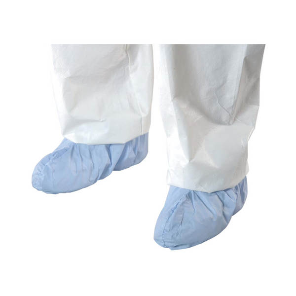 Cleanroom Shoe Covers, AquaTrak Material, Wet Conditions, Fluid Impervious, Heat Sealed Seams, Blue, Universal Size, 75 pairs/case   AP-AT11111-B  by Cleanroom World