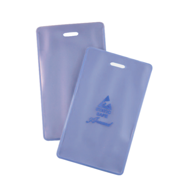 Clear/Blue ESD Safe Badge Holders; Embossed "ESD Triangle Symbol" by Cleanroom World