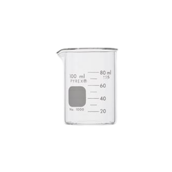 Measuring Beakers; Pyrex Glass, 100 ml, 12/Pack By Cleanroom World