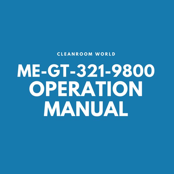  Operation Manuals for Particle Counters, ME-GT-321-9800 By Cleanroom World