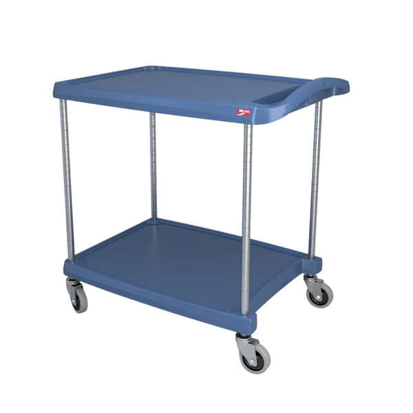 Utility Cart, 2 Polymer Shelves, 23" x 34" x 35"H, Gray, Casters by Cleanroom World