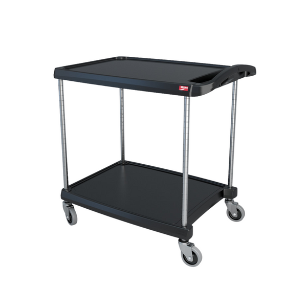 Utility Cart, 2 Polymer Shelves, 27" x 40" x 36"H, Blue Antimicrobial, Casters by Cleanroom World