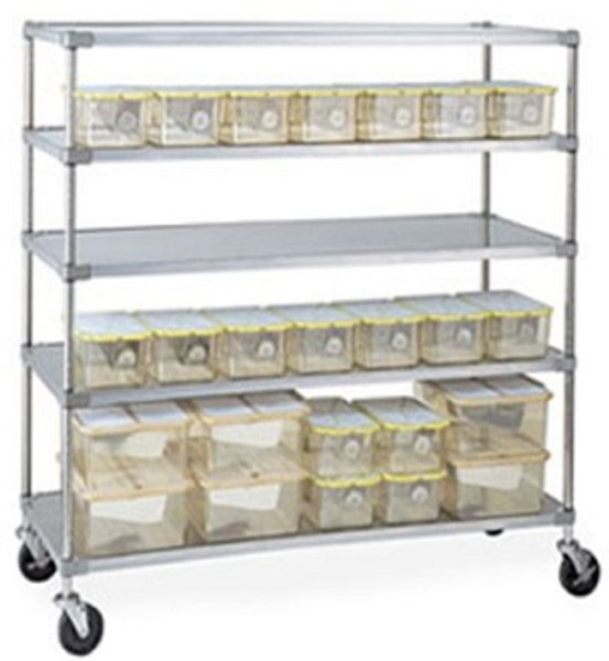 Stainless Steel Autoclavable Lab Carts, 24"x 60", 5 Shelves by Cleanroom World