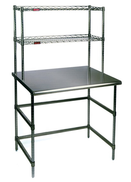 Electropolished Tables, Solid Top, Over Shelves By Cleanroom World