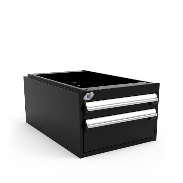 Light-Duty Drawer Unit, 18"W x 27"D x 12"H, 2 Drawer, Stainless Steel, Black By Cleanroom World