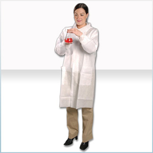 Disposable Lab Coats, SMS Material, Snap Close, 3 Pockets, M-XL by Cleanroom World