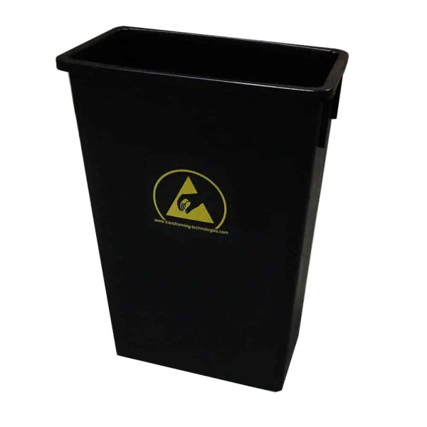 ESD Trash Can, 22 Gallon, Carbon Loaded, Black Conductive Polypropylene By Cleanroom World
