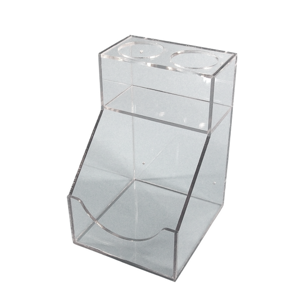 Wall Mountable Dispenser, Holds Wipes & 2 Bottles, 10"W x 13"H x 10"D, 1/4" PETG Material