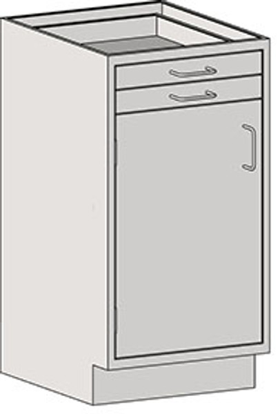 Casework Base Unit with Door/Drawer Combination Cabinet, Type 304 Stainless Steel, Left Swinging Door