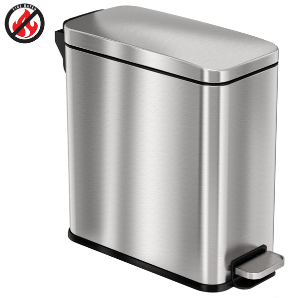 Fire Rated Trash Receptacles, 3 Gallon, Slim Step Pedal with Plastic Liners By Cleanroom World