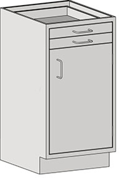 Casework Base Unit with Door/Drawer Combination Cabinet, Type 304 Stainless Steel, RIGHT Swinging Door