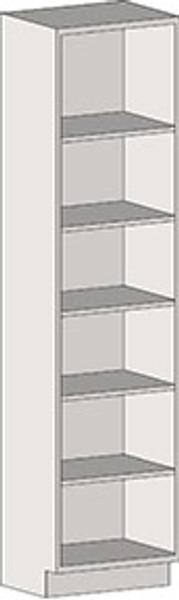 Tall Cabinet Casework, Type 304 Stainless Steel, Open Front, Flat Top, 5 Adjustable Shelves