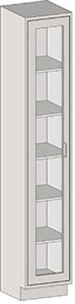 Tall Cabinet Casework, Type 304 Stainless Steel, Closed Front, Left-hand Hinged Glass Door, Flat Top, 5 Adjustable Shelves