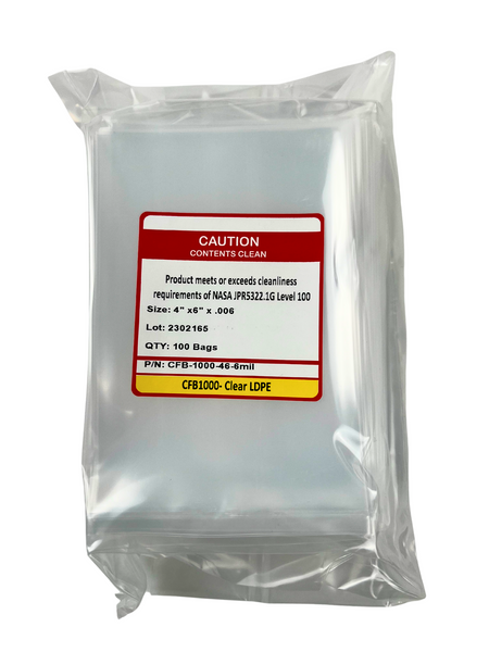 Poly LPDE Bags, 4" x 6", 6 mil, Level 100 Cleaned by Cleanroom World 