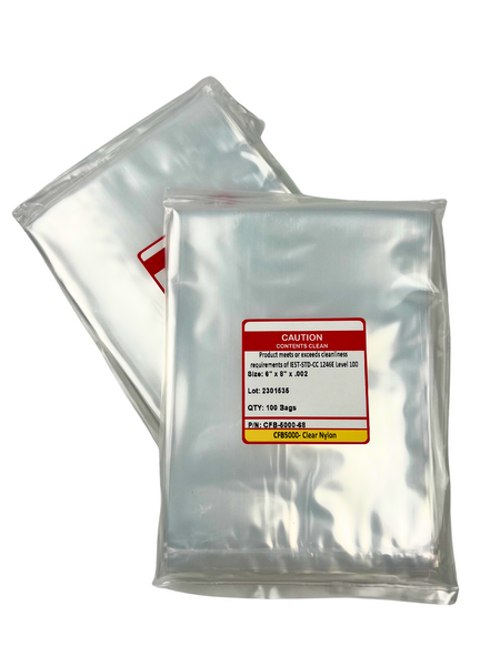 Cleanroom Nylon Bags, 6" x 8", Cleaned to Level 100 by Cleanroom World