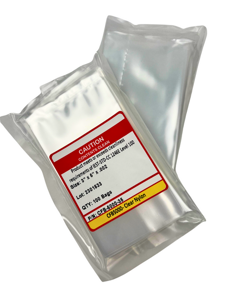 Cleanroom Nylon Bags, 3" x 5", Cleaned to Level 100 by Cleanroom World