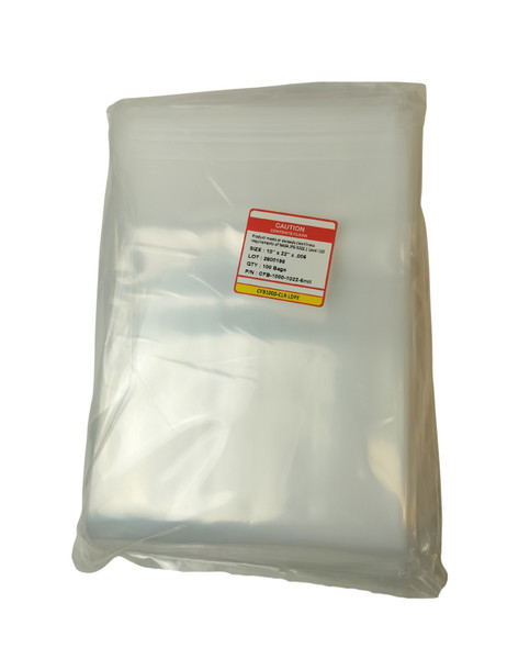 Cleanroom Bags LDPE Polyethylene; 10" x 22",  6.0 mil, Level 100, CFB-1000-1022-6MIL