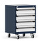 Mobile Cabinet, 24"W x 21"D x 33 1/8"H, 4 Drawers, 4" Swivel Casters, Navy By Cleanroom World