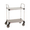 Mobile Stainless Steel Utility Cart, Type 304 Stainless Solid Shelves, Epoxy Coated Corners, Dual Handles, Casters By Cleanroom World